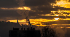 Pont dit 2e pont Boieldieu - 500px provided description: Sunrise on the Ste Catherine hill from the Boieldieu bridge, Rouen. [#sunrise ,#morning ,#sun ,#clouds ,#smoke ,#normandy ,#normandie ,#rouen ,#lever de soleil]