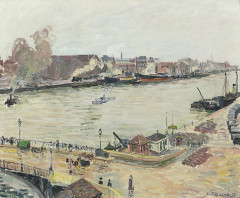 Pont dit 2e pont Boieldieu - French- pastellist, architectural draftsperson, lithographer, printmaker, painter and graphic artist