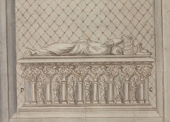Ancienne abbaye Saint-Martial - Français :  coupe longitudinale de Saint-Martial de Limoges et tombeau du cardinal d'Aigrefeuille, extrait des papiers de Montfaucon.
