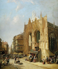 Eglise Saint-Maclou - Die Kirche Saint-Maclou in Rouen, Öl auf Leinwand. 76,5 x 63,5 cm. Unten rechts signiert und datiert "Cheltenham Wake (18)72".