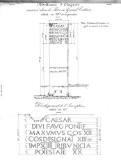 Via Domitia - Drawing of a Roman milestone of Augustus from the Via Domitia, preserved in the park of the Château de Teillan near Aimargues, southwest of Nîmes.