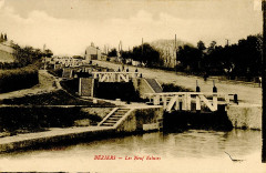 Canal du Midi : écluses de Fonsérannes - A postcard from Albert F. Graf to Agnes H. Petersen. Picture on postcard of the nine locks in Beziers, France.