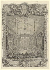 Grandes Ecuries - Français : Sujet : Louis (dauphin de France ; 1729-1765) -- Mariage Marie-Thérèse (dauphine de France ; 1726-1746) -- Mariage Décoration intérieure Bals Mariages royaux et nobles Versailles (Yvelines, France) -- Château -- Écuries royales Scènes historiques -- 1701-1788 [DECORATION DU BAL PARÉ - DONNÉ PAR LE ROY // Le XXIV Février M.D.CCXLV] Référence bibliographique : IFF18 COCHIN Père (Charles-Nicolas), 310 Référence bibliographique : Portalis et Béraldi, COCHIN Père, 3 Référence bibliographique : Le Blanc, COCHIN (Charles-Nicolas) père, 251 Référence bibliographique : Jombert, 125 Couverture : 24 février 1746 Langue : français Éditeur : [s.n.]