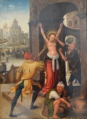 Ancien couvent des Chartreux - English: Douai (Nord) - Musée de la Chartreuse - "Le martyre de Sainte Barbe" (Jean Bellegambe) (vers 1528). . Peinture à l'huile sur bois.. Panneau d'un retable illustrant la vie de sainte Barbe, martyrisée par son père pour s'être convertie à la religion chrétienne.